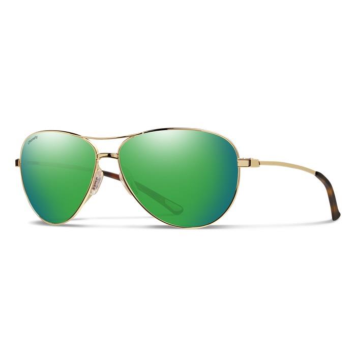 Smith Optics Langley Sunglasses Gold; ChromaPop Polarized Green Mirror