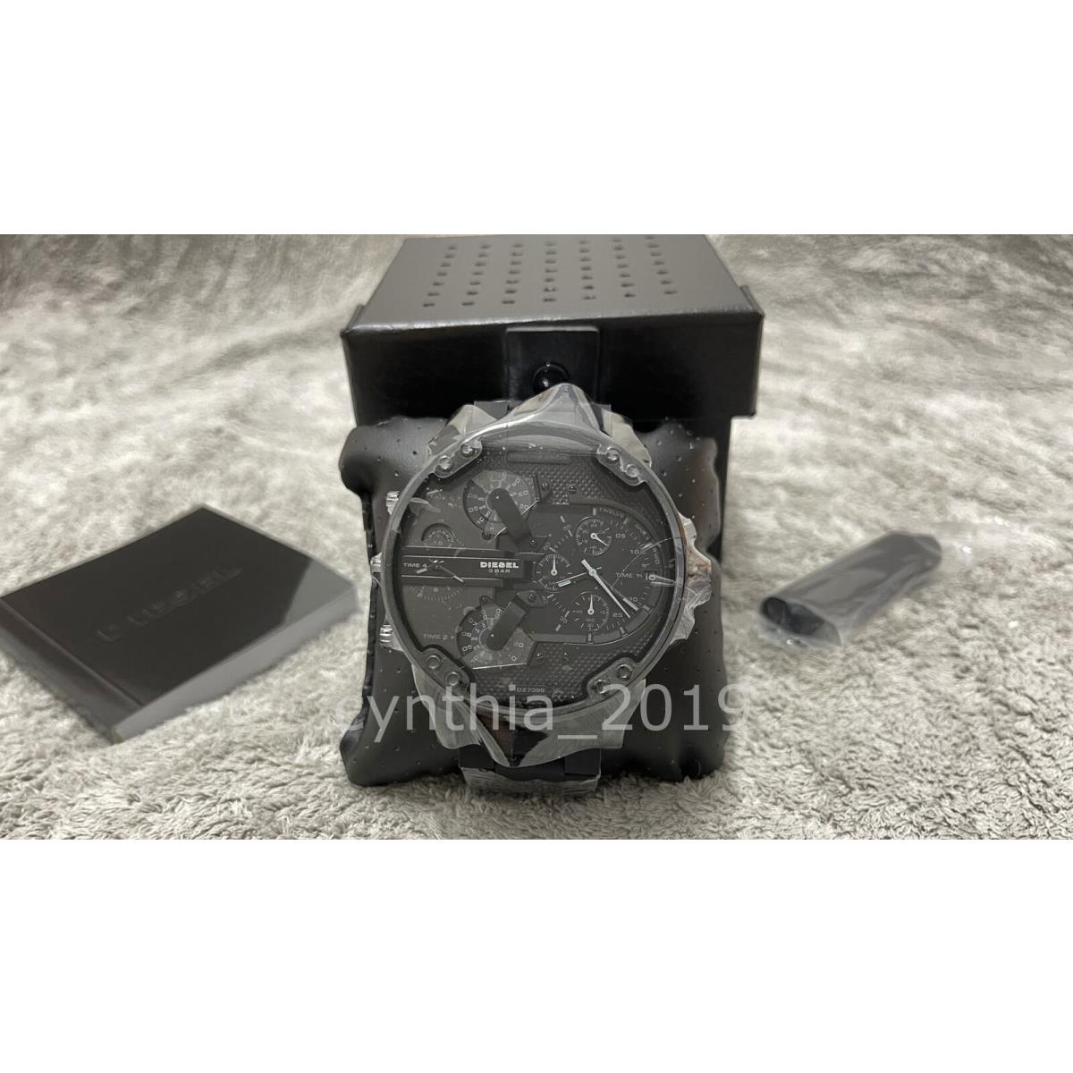 Diesel DZ7396 Mr.daddy 2.0 Black Dial Stainless Steel Silicone Men`s Watch - Dial: Black, Band: Black, Bezel: Black