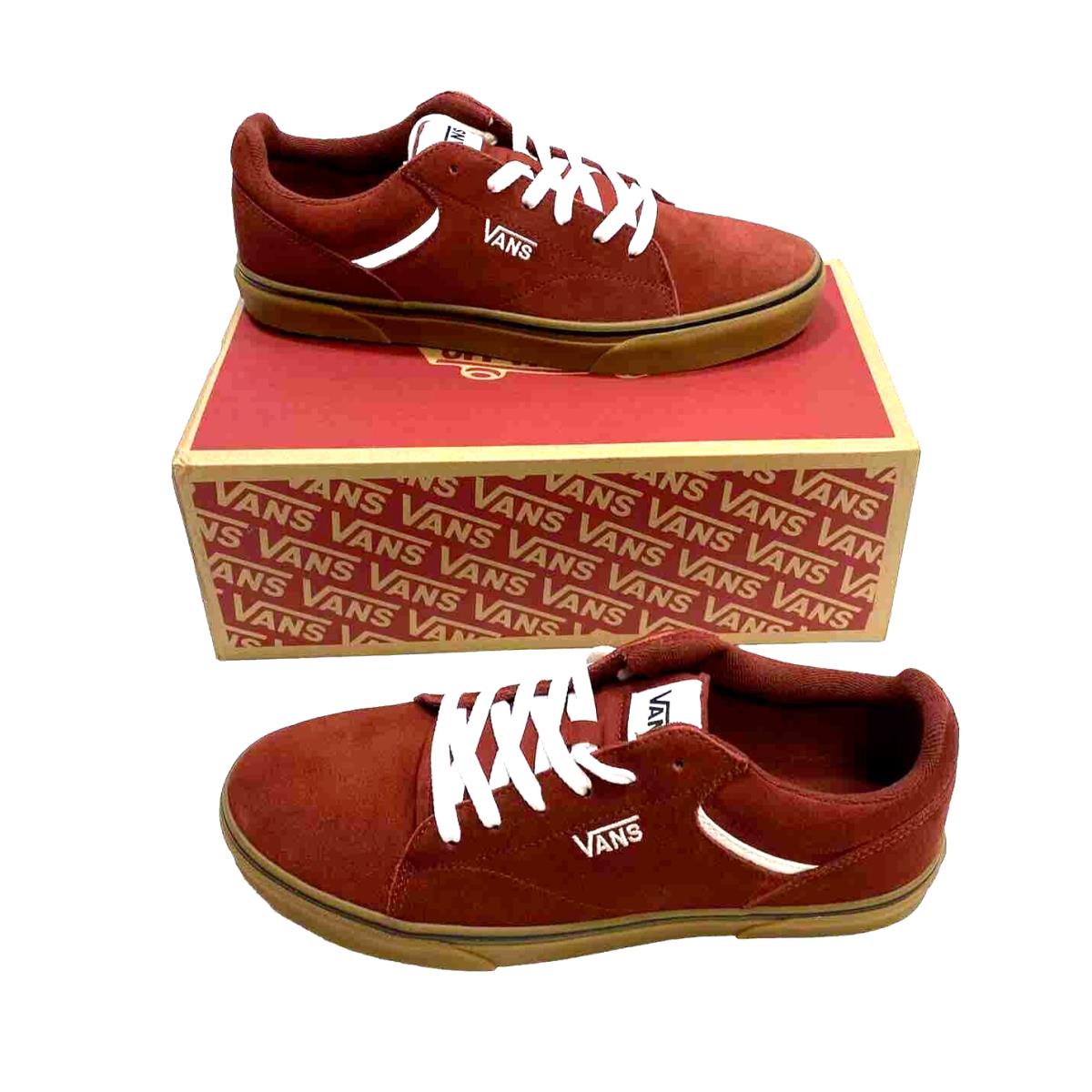 Vans Seldan Lace Up Dark Red Gum Sidewall Skate Sneaker Men 10.5