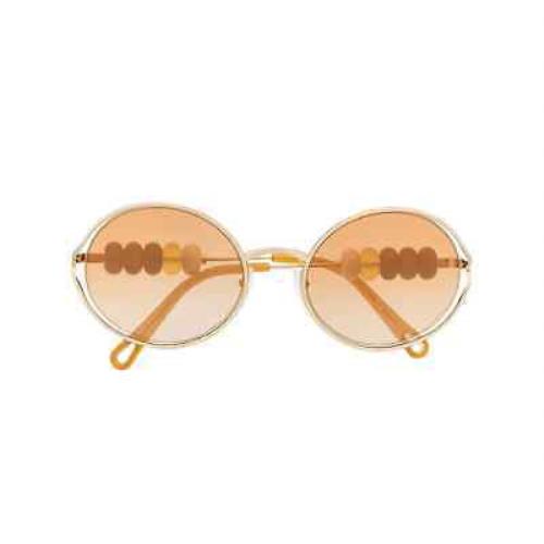 Chloe Women`s Dillie Oval Gold Sunglasses with Bead Detail