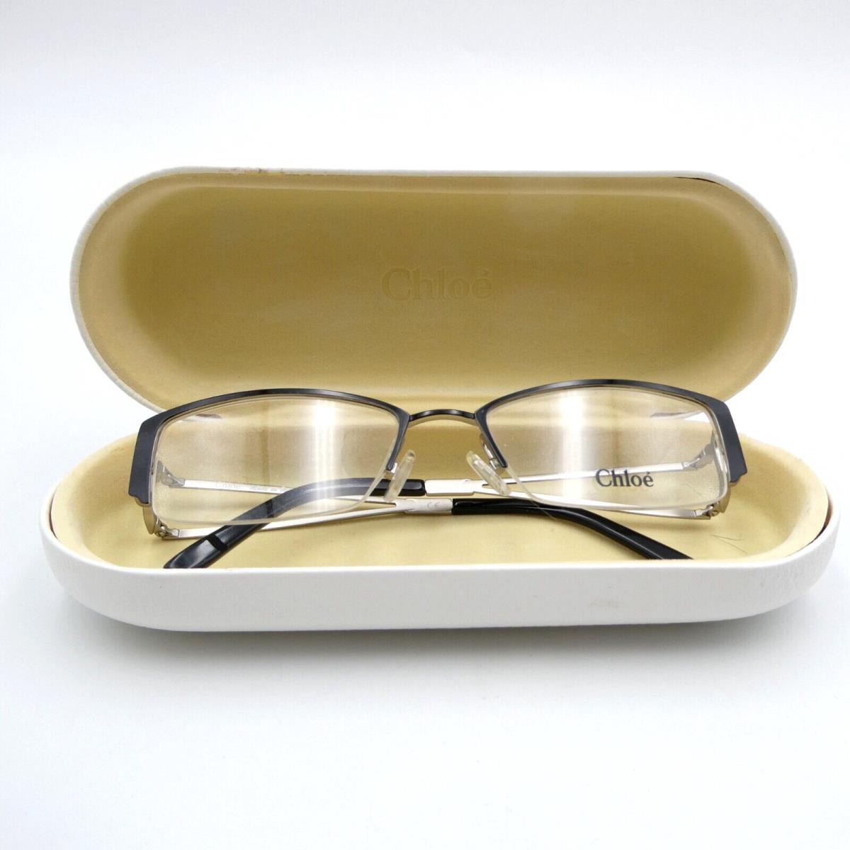 Chloe CL1209 Half Rim Eyeglasses Frame Black Silver 51-18-130 with Case