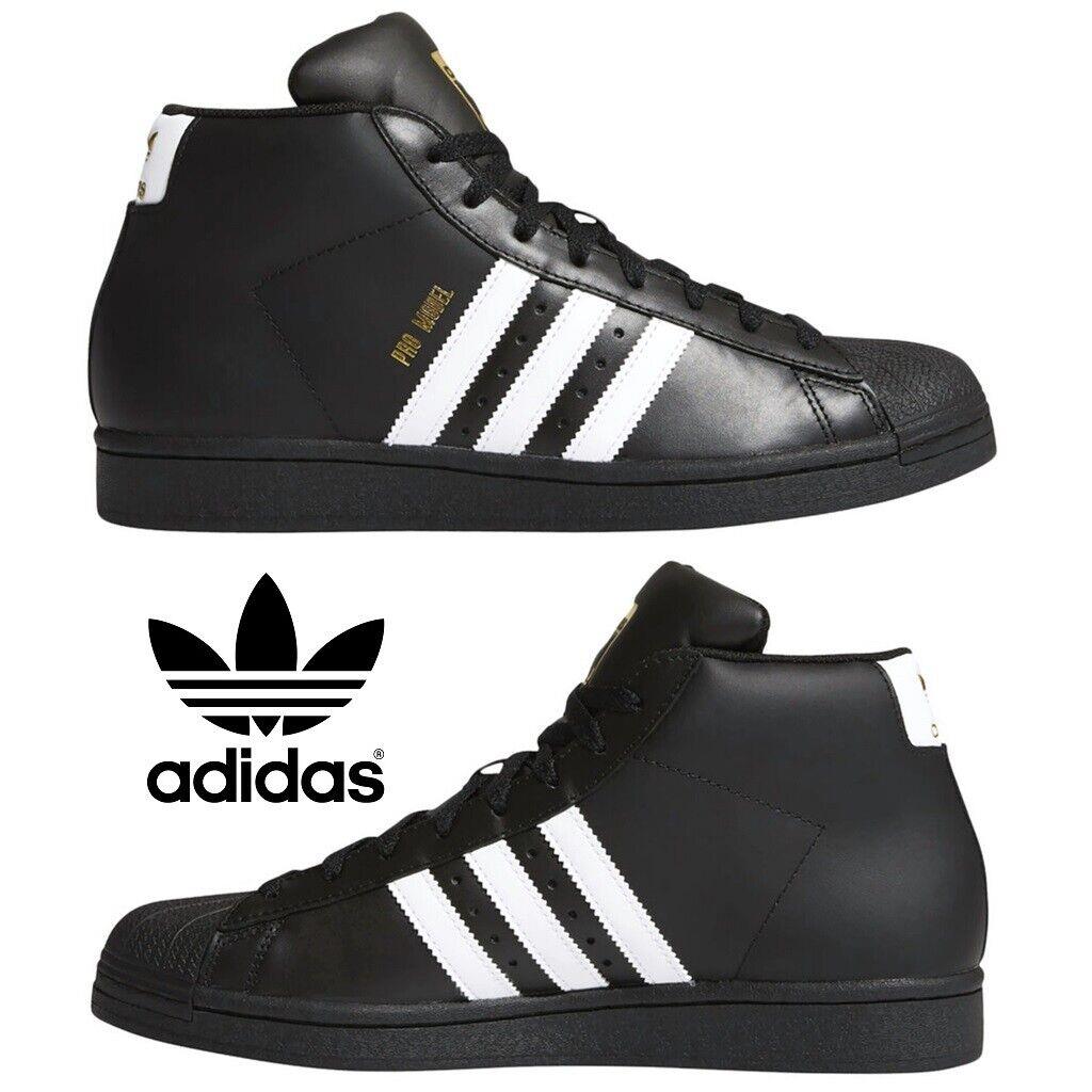 Adidas Originals Pro Model Men`s Sneakers Comfort Casual Shoes Mid Top - Black, Manufacturer: Black | White