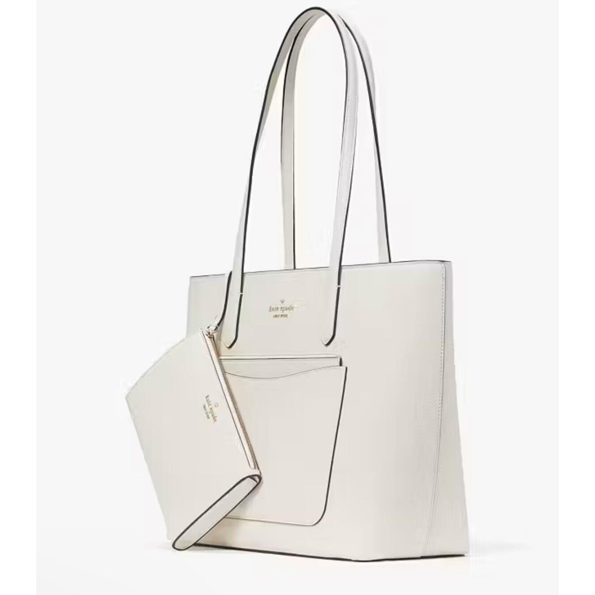 Kate Spade Staci Tote and Wristlet 3 Piece Set Meringue Leather KF369