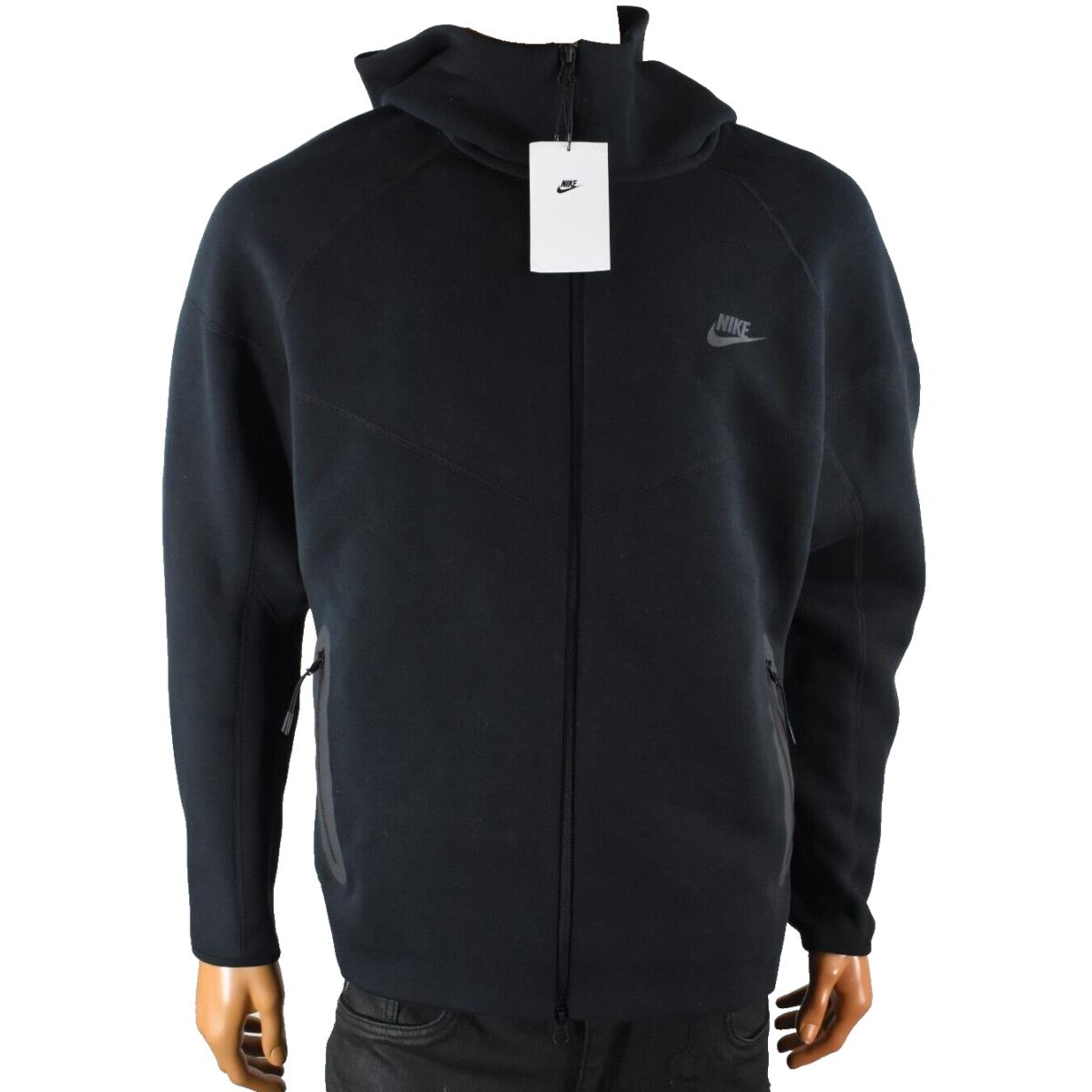 Nike Mens Hoodie Jacket XL Black Pockets Full Zip