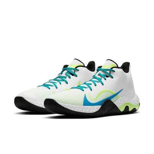 Nike Renew Elevate CK2669-102 Men`s White Volt Blue Basketball Shoes 10.5 DS105 - White Volt Blue