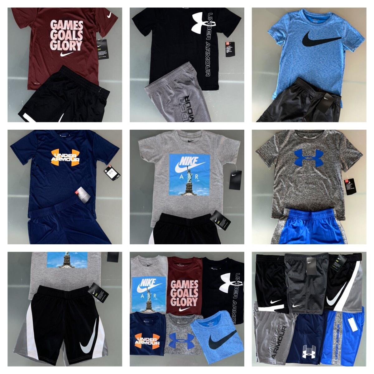 12 pc Lot Boys 6 Nike Under Armour Sports Sets Shorts T-shirts Tops Outfits