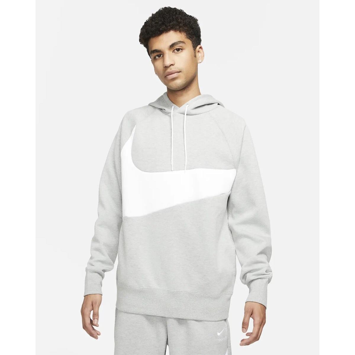 Nike Swoosh Tech Fleece Pullover Hoodie DD8222-063 Grey/white Men`s 2XL Xxl