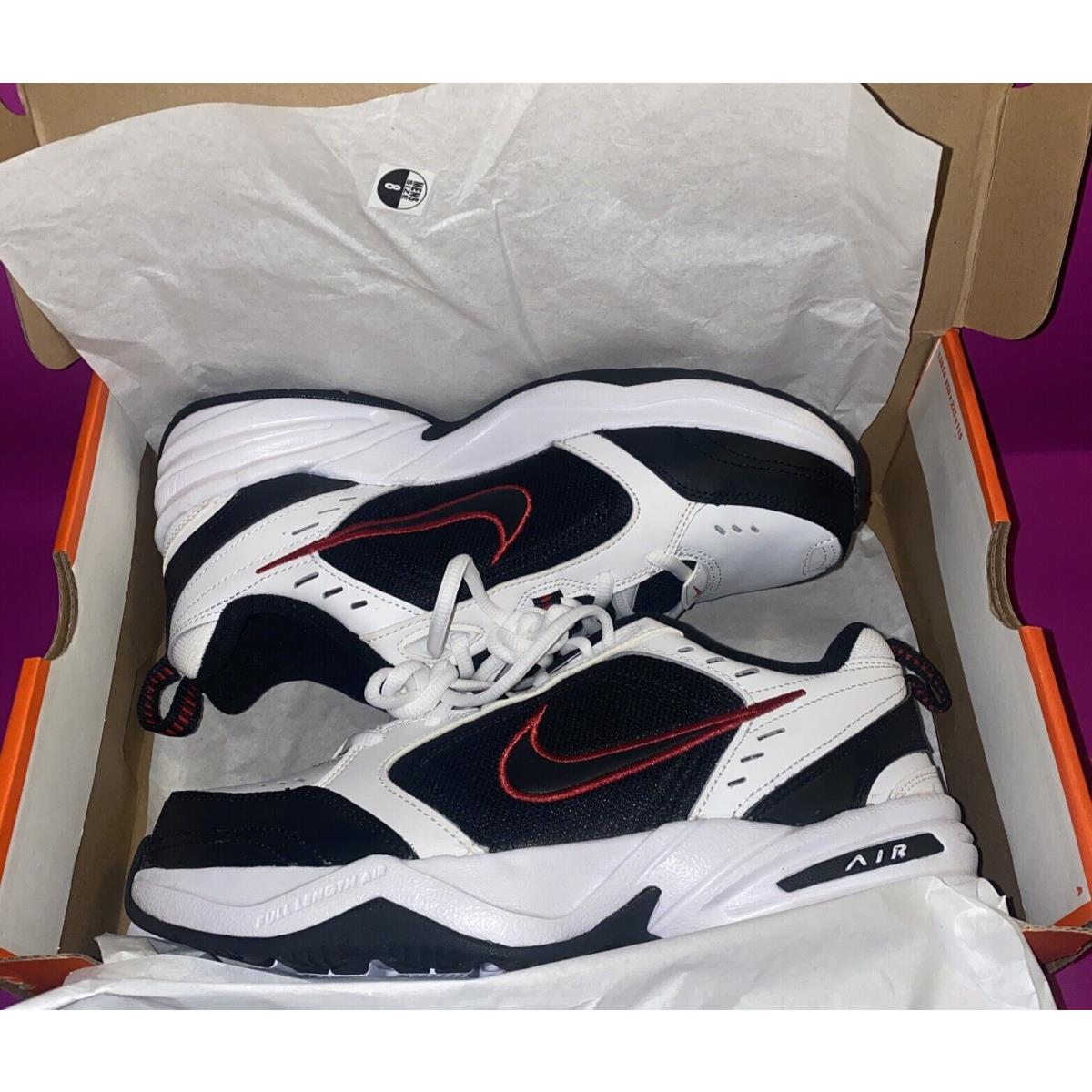 Nike Air Monarch IV Men`s Shoes Sneakers Size 8-4E Wide 416355-101 - White/Black/Red