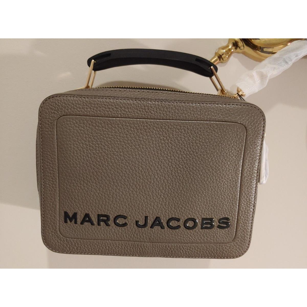 Marc Jacobs The Box Lrg Leather Top Handle Bag Crossbody Iron Brown Dust Bag