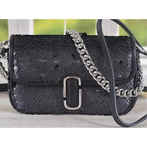 Marc Jacobs J Marc Sequin Mini 3 Way Crossbody Purse Bag Black