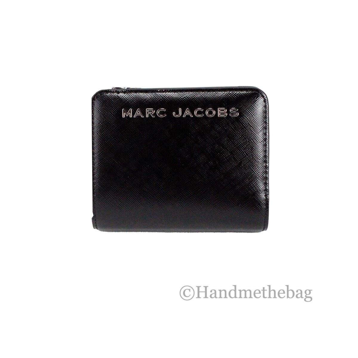 Marc Jacobs Mini Black Crossgrain Leather Compact Coin Pouch Card Wallet