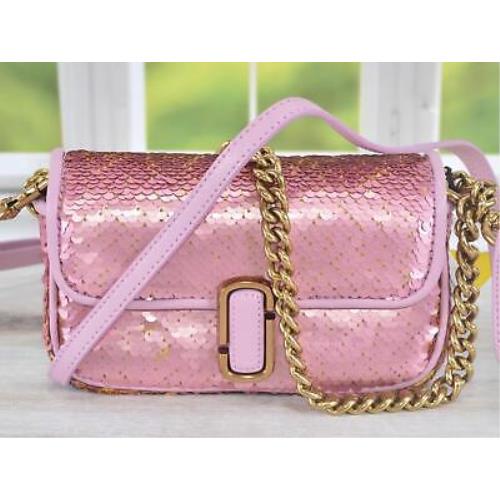 Marc Jacobs J Marc Sequin Mini 3 Way Crossbody Purse Bag Pink/gold