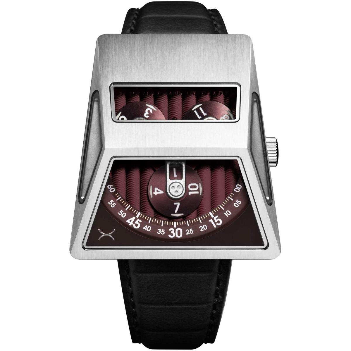 Xeric Vendetta X Wandering Hour Automatic Black Oxblood Watch