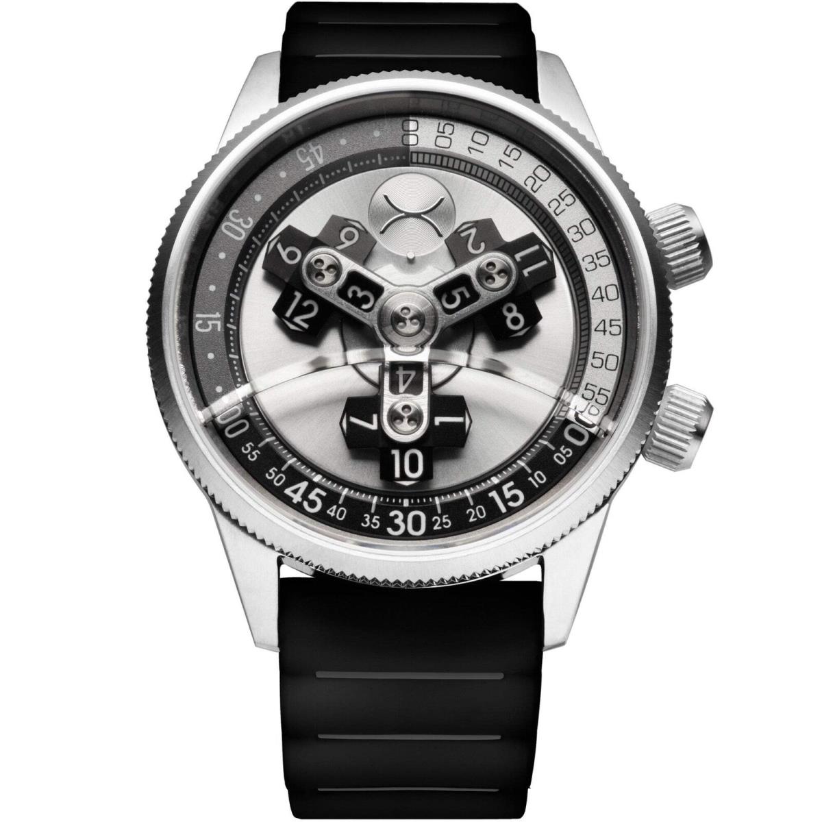 Xeric Vendetta II Automatic Wandering Hour Silver Black Watch