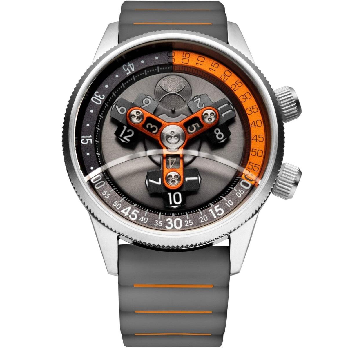 Xeric Vendetta II Automatic Wandering Hour Gray Orange Watch