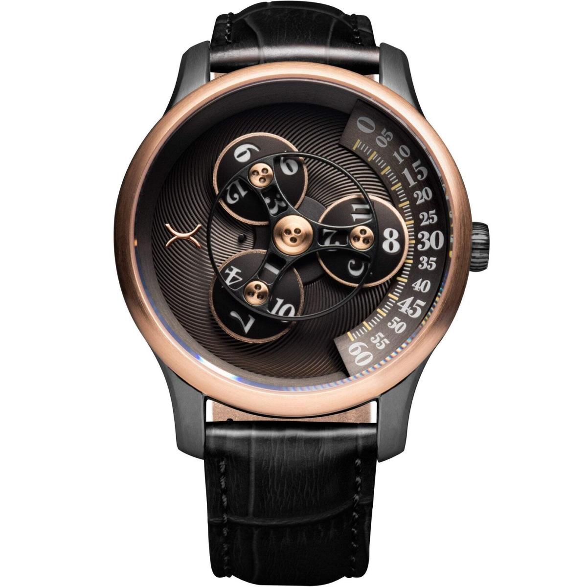 Xeric Triptych Automatic Wandering Hour Gunmetal Rose Gold Watch