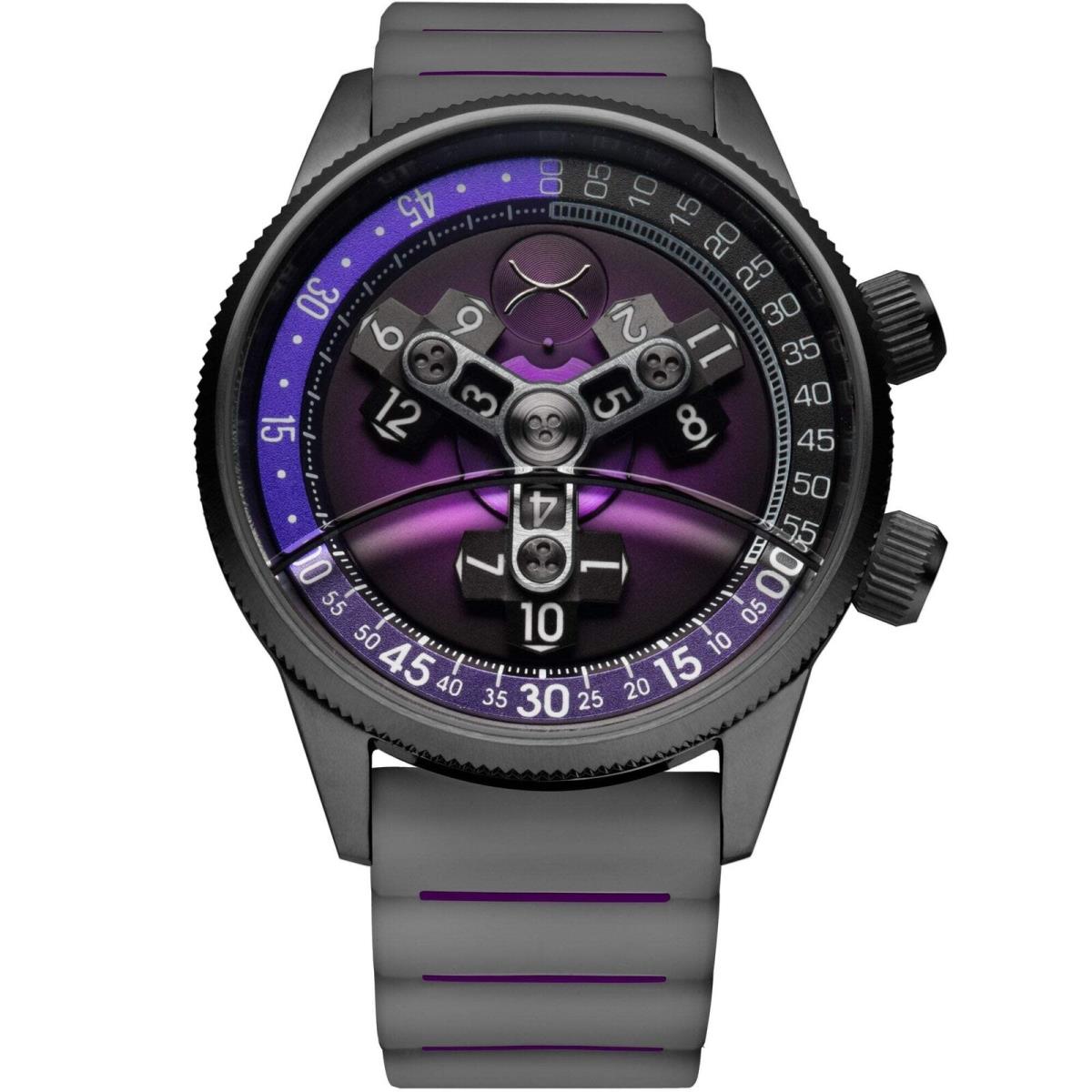 Xeric Vendetta II Automatic Wandering Hour Gunmetal Purple Watch