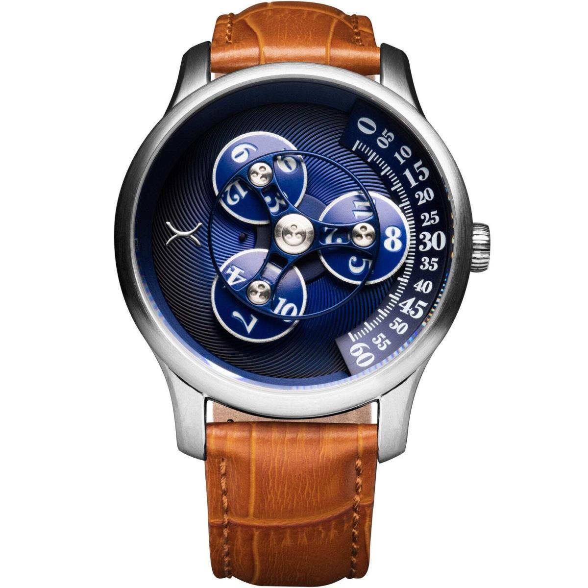 Xeric Triptych Automatic Wandering Hour Tan Blue Watch