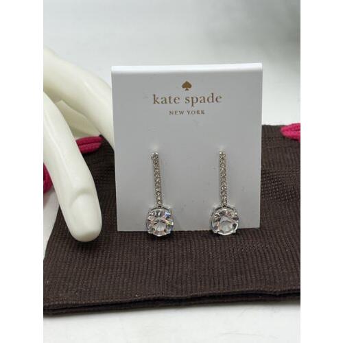 Kate Spade York Faceted Clink of Ice Linear Silver Plated Drop Earrings