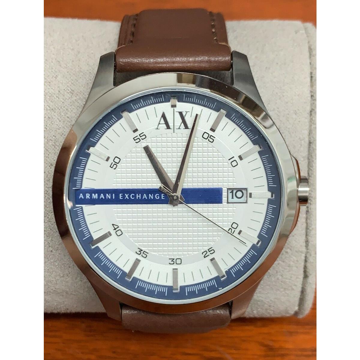 Armani Exchange AX2134 Hampton White Dial Brown Leather Strap Men`s Watch