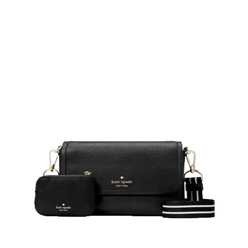 Kate Spade Rosie Small Flap Crossbody with Coin Purse Black Pebble Leather KA646