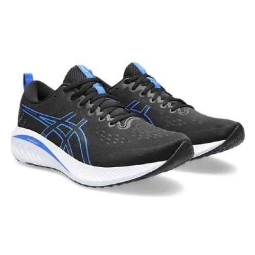 Asics Men`s Lightweight Cushioned Breathable Running Sneakers Med X Wide Black Blue