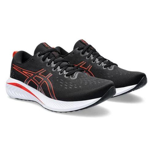 Asics Men`s Lightweight Cushioned Breathable Running Sneakers Med X Wide Black Red