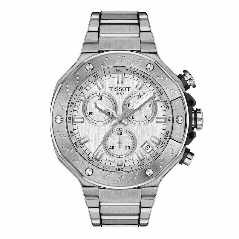Tissot T-race 45mm Chronograph Silver Dial Men`s Watch T1414171103100