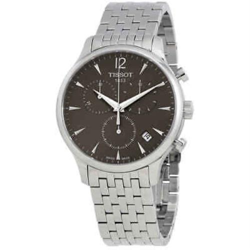 Tissot Tradition Chronograph Men`s Watch T063.617.11.067.00 - Dial: Gray, Band: Silver, Bezel: Silver