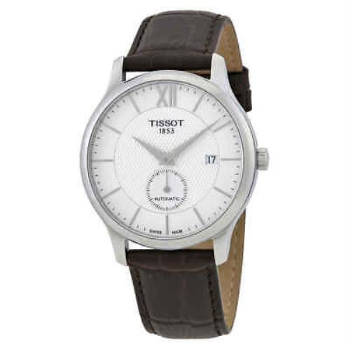 Tissot T-classic Tradition Automatic Men`s Watch T063.428.16.038.00 - Dial: Silver, Band: Brown, Bezel: Silver