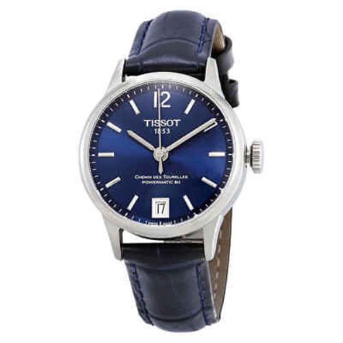 Tissot Chemin Des Tourelles Automatic Chronometer Blue Dial Ladies Watch - Dial: Blue, Band: Blue, Bezel: Silver