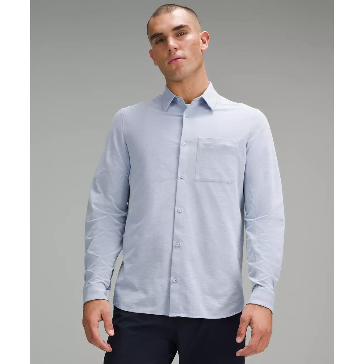 Lululemon Commission Long-sleeve Shirt Blue Linen/white Size Xl. LM3DJQS