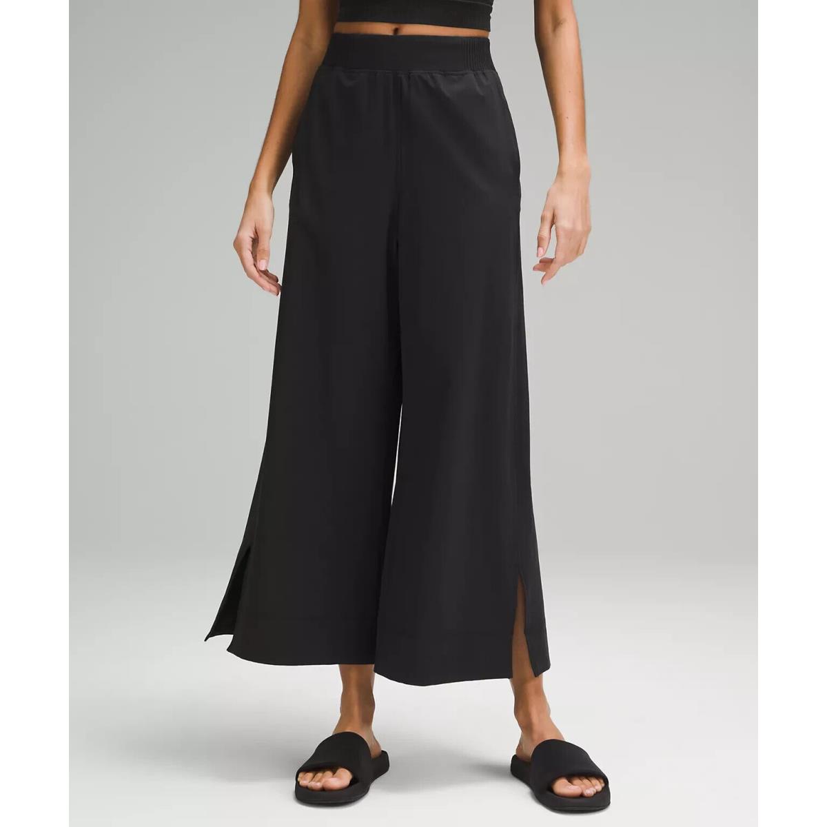 Lululemon Stretch Woven High-rise Wide-leg Cropped Pant Black Size L. LW6CNUS