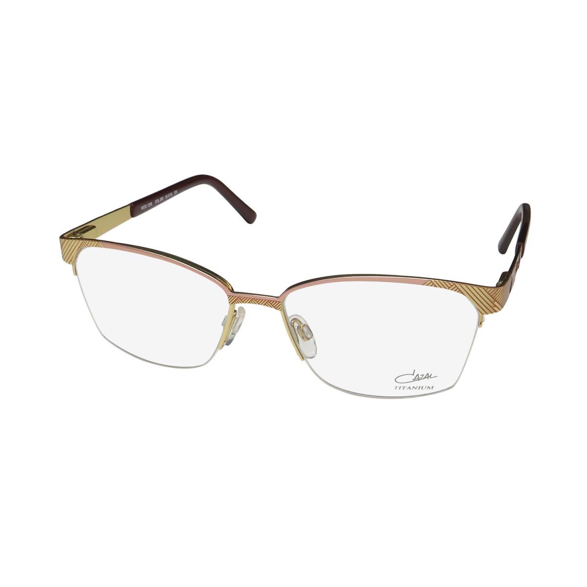 Cazal 1258 Titanium Semi-rimless Made IN Germany Designer Eyeglass Frame/glasses Gold / Burgundy