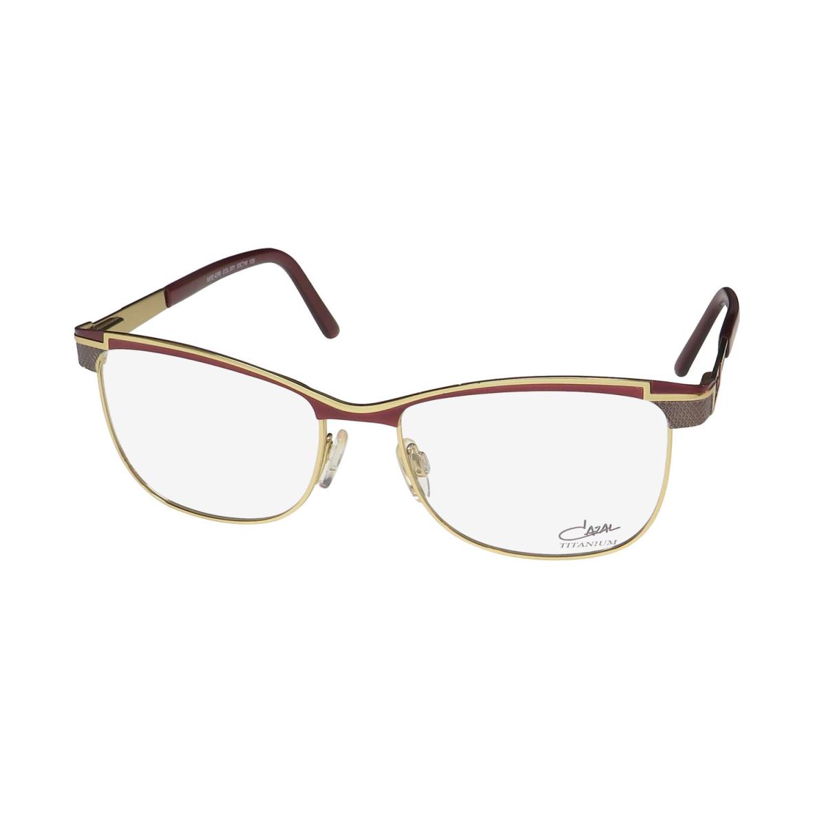 Cazal 4268 Cat Eye Titanium Metal Full-rim Imported Rare Eyeglass Frame/glasses Burgundy / Gold