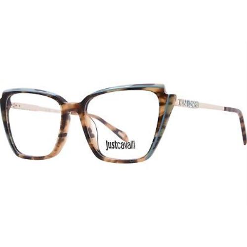 Just Cavalli VJC053 0XAP Eyeglasses Women`s Brown Fantasy Full Rim Cat Eye 53mm