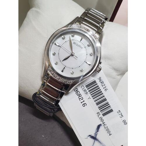 Bulova Women`s Stainless Steel Mother of Pearl Diamond Accent 96R216