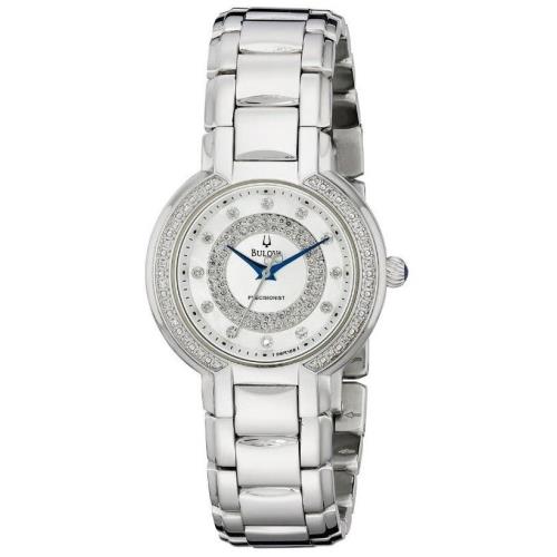Bulova 96R169 Precisionist SS Silver Dial Diamond Accented Ladies Watch - Dial: Silver, Band: Silver