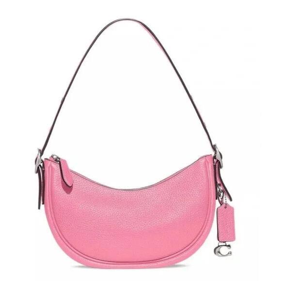Coach Women`s Flower Pink Luna Soft Pebble Leather Shoulder Bag CC439