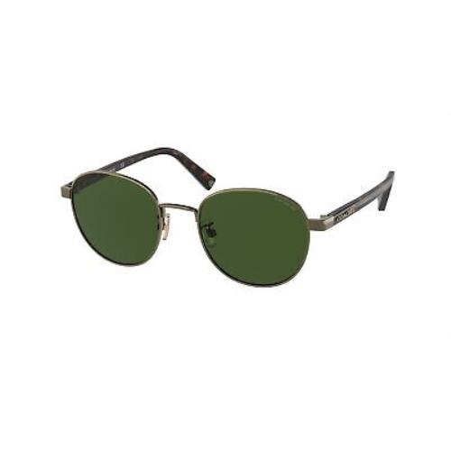 Coach HC7131 933371 Antique Gold Dark Green Solid 50 mm Men`s Sunglasses