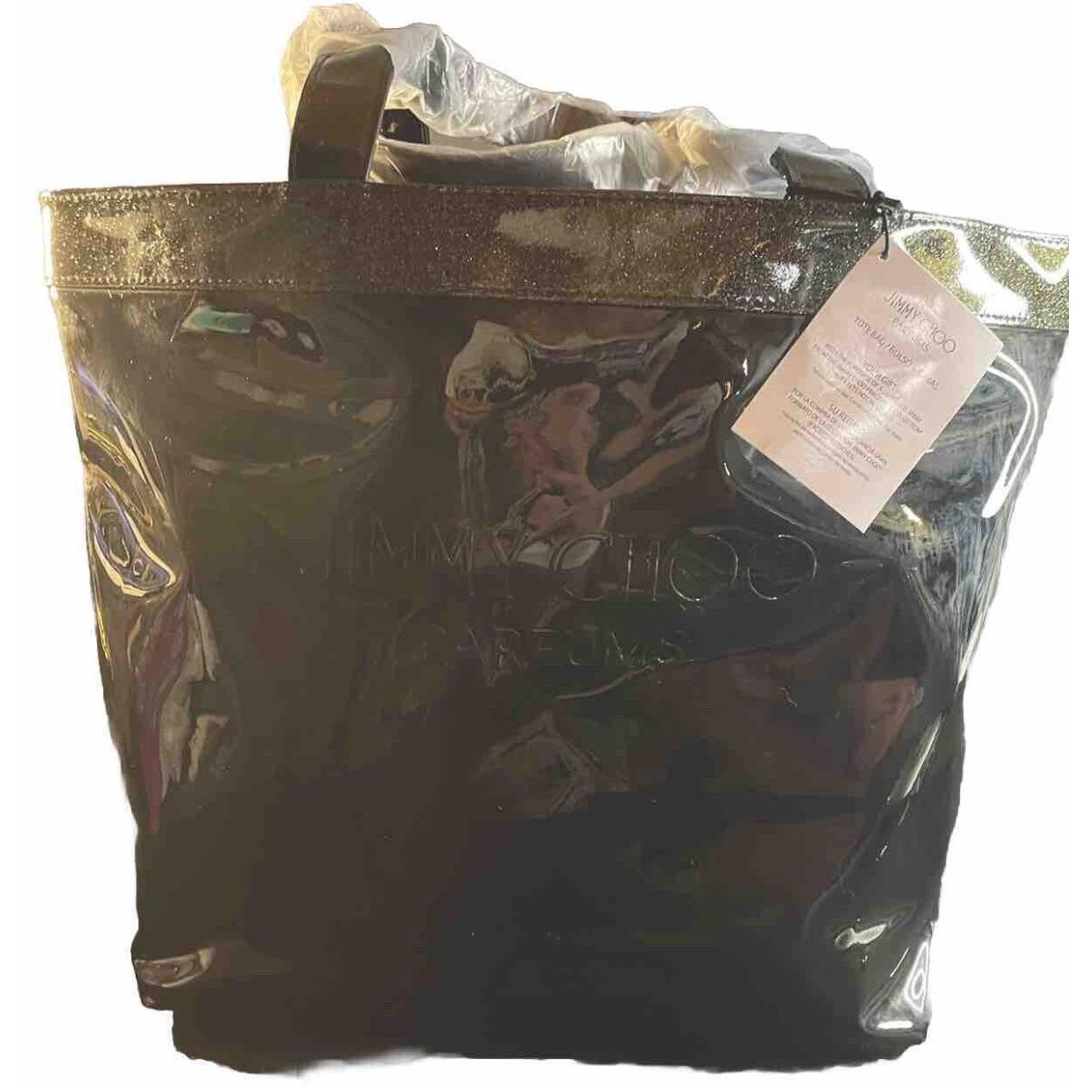 Jimmy Choo Black Tote Shiny Shoulder Bag Sparkle Handbag Fragrance Purse
