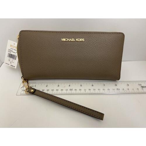 Michael Kors Jet Set Large Travel Continental Card Wallet MK Brown Leather