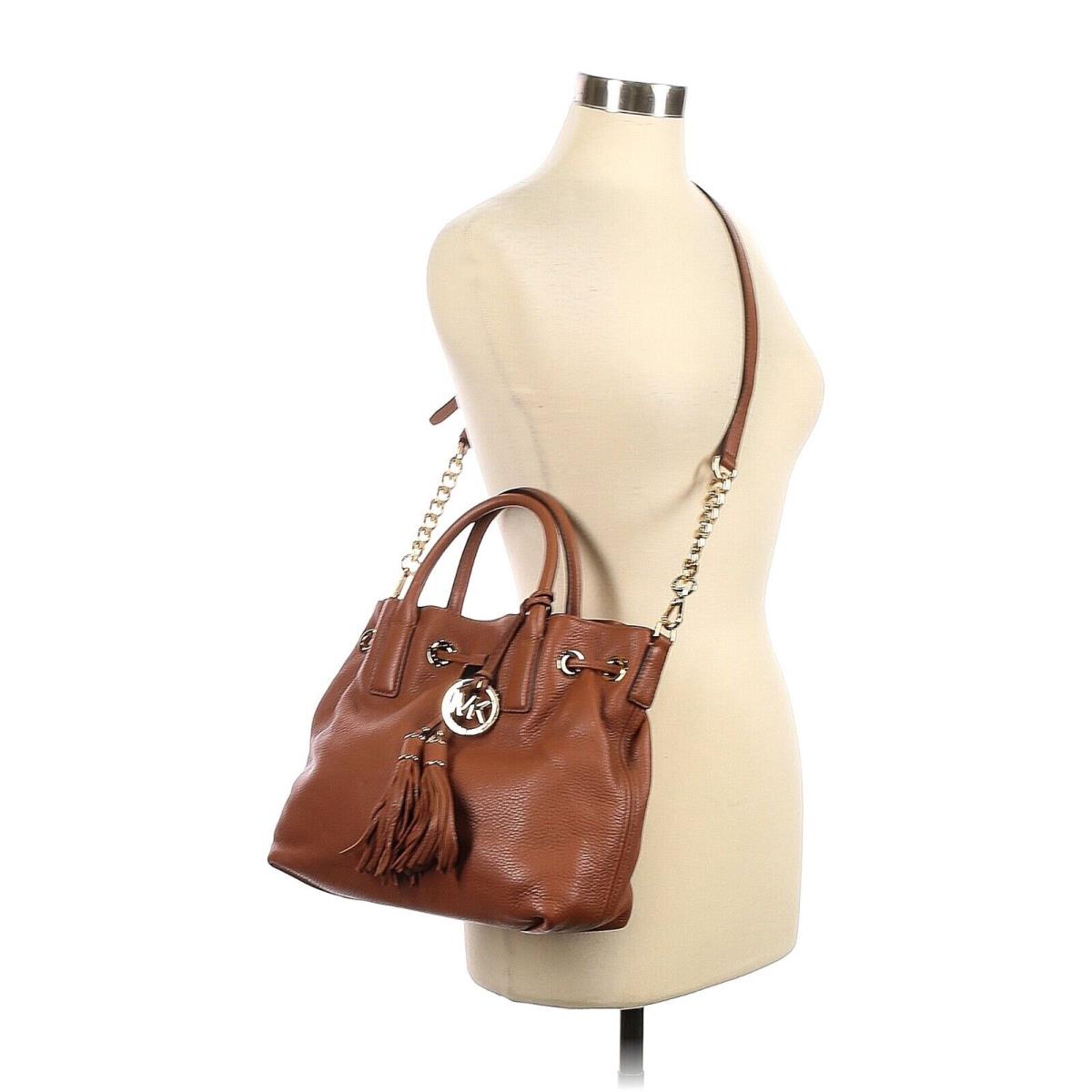 Michael Kors Camden Luggage Brown Leather Medium Drawstring Satchel Shoulder Bag