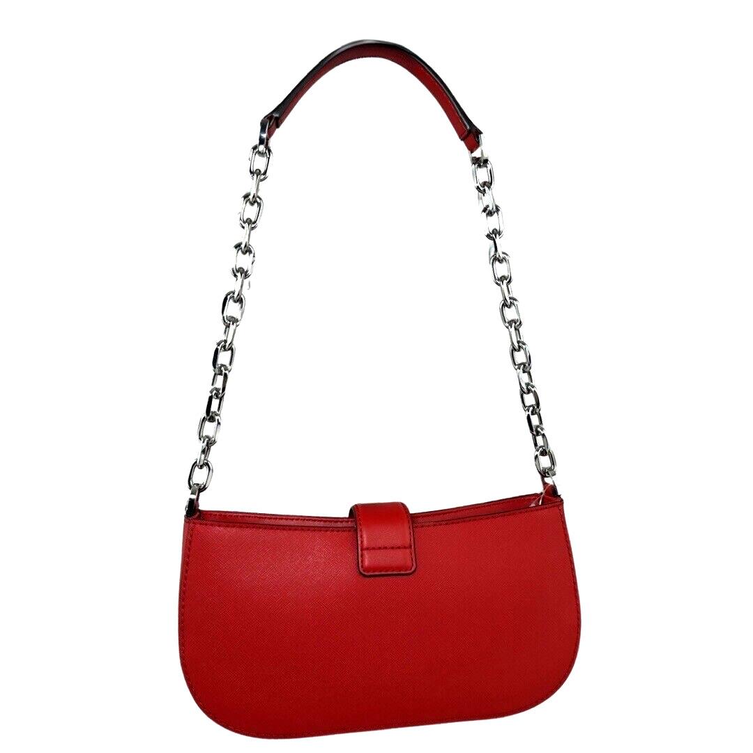 Michael Kors Carmen Small Pouchette Chain Shoulder Bag Purse Bright Red