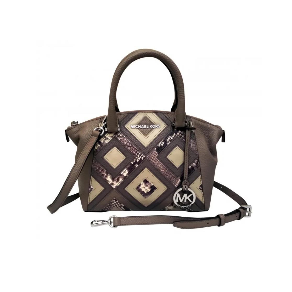 Michael Kors Taupe Exotic Diamond Patchwork Tote/cross Body Bag