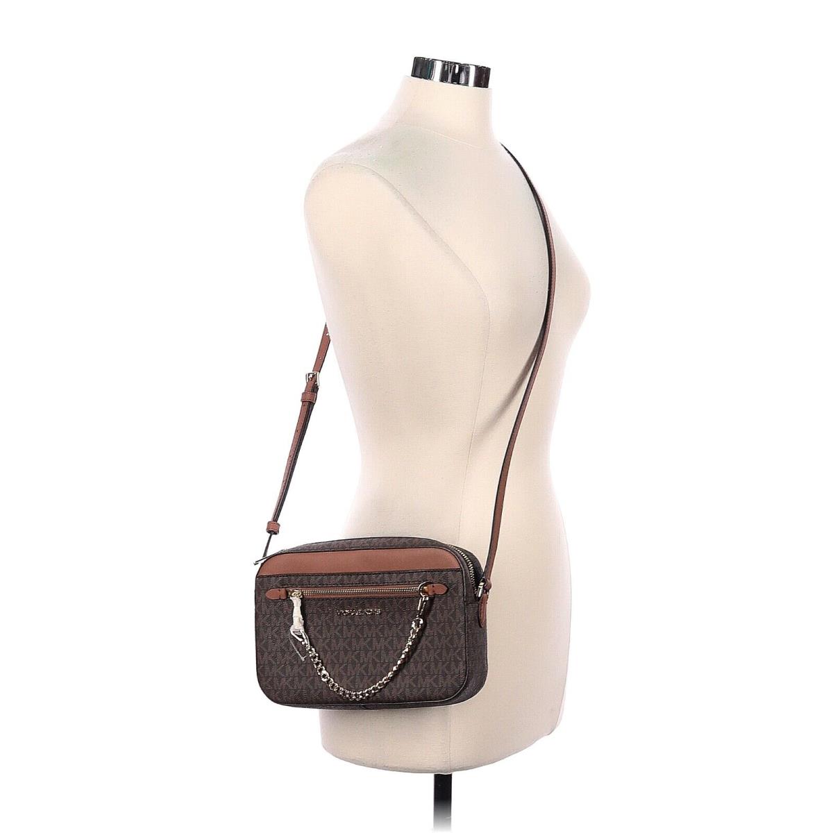 Michael Kors Jet Set Item Brown Leather East West Zip Chain Crossbody Bag