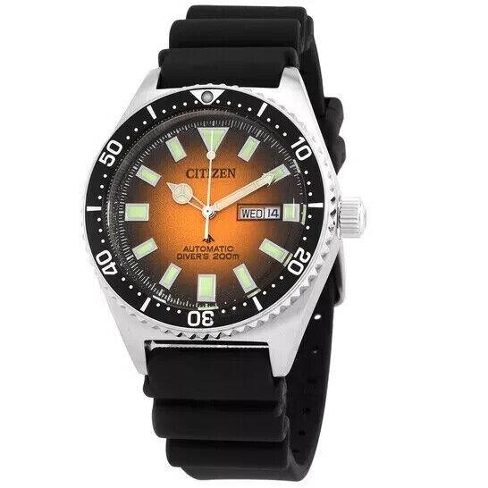 Citizen Promaster Diver Automatic Orange Dial Men`s Watch NY0120-01Z / W Tag - Dial: Orange, Band: Black, Bezel: Silver-tone