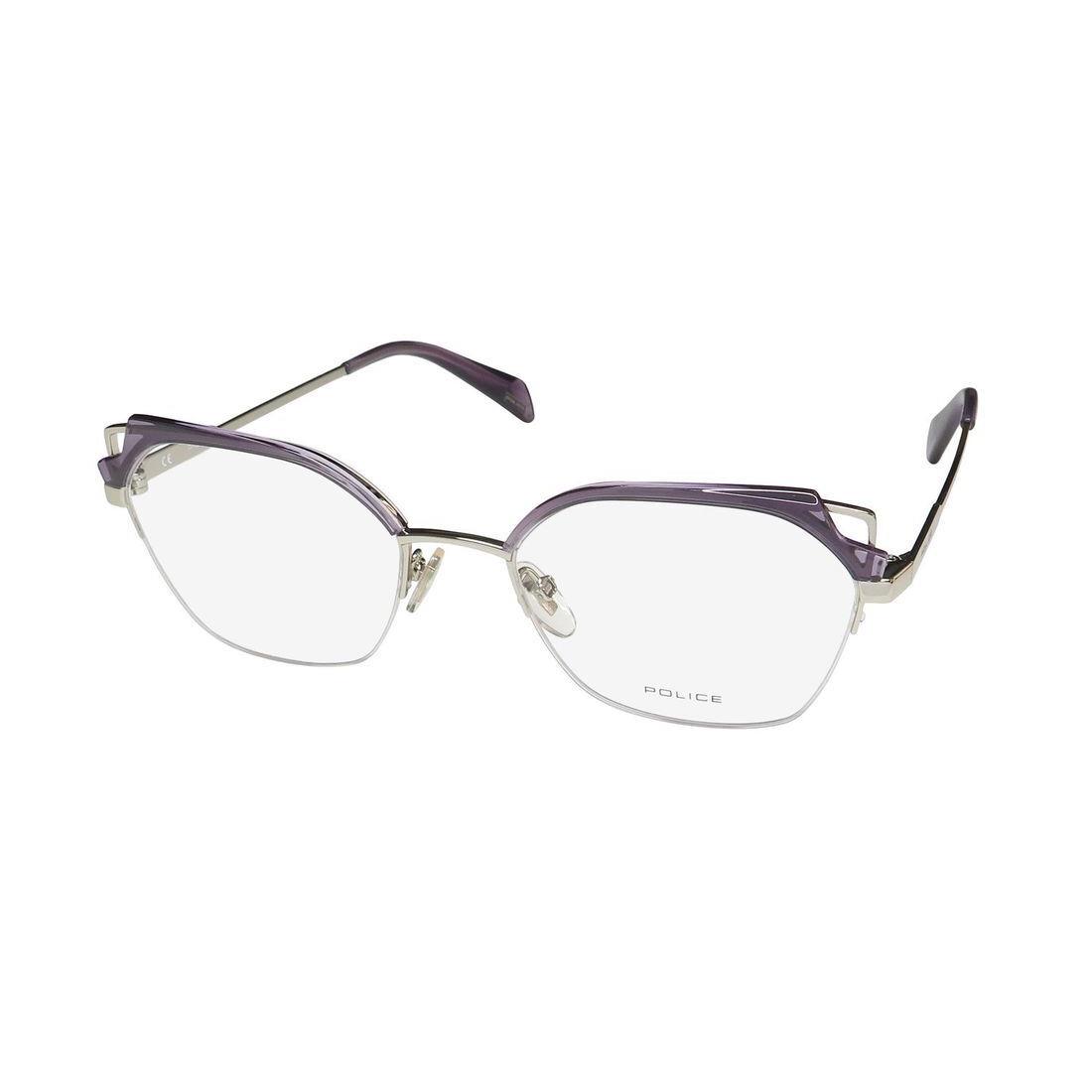 Police VPLA04 Zephirus 2 Eyeglasses 52-18-140 Purple Half-rim Womens 0579