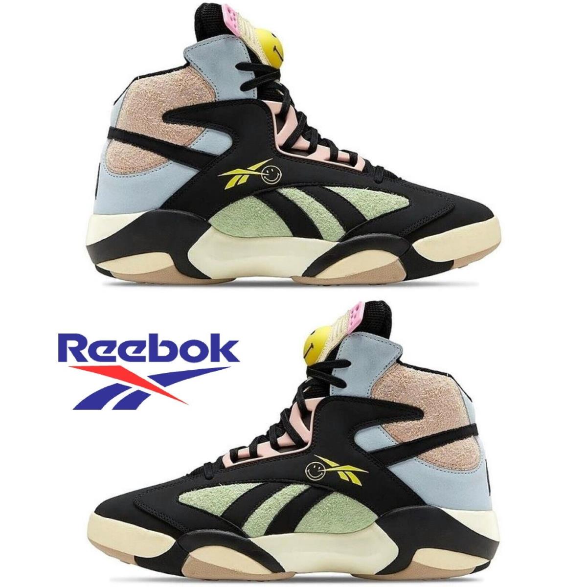 Reebok Shaq Attaq Retro Basketball Shoes Men`s Sneakers Running Casual Sport - Black, Manufacturer: Core Black/Dreamy Blue/Stinger Yellow
