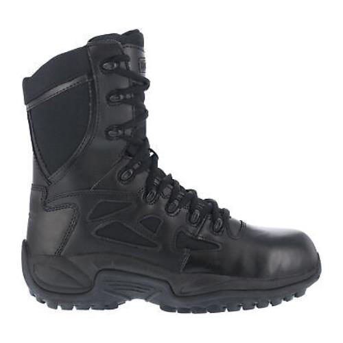 Reebok Womens Black Leather Work Boots Rapid Response Zip 8